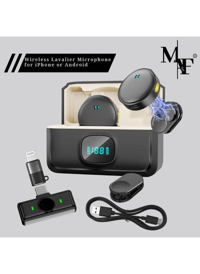 Wireless Lavalier Microphone for iPhone/Android, Lapel Mics with USB-C Plug-Play, Mini Mic with 2.4GHz Noise Cancellation, Charging Case Included, 300ft Range for Stream, Vlog, TikTok and YouTube